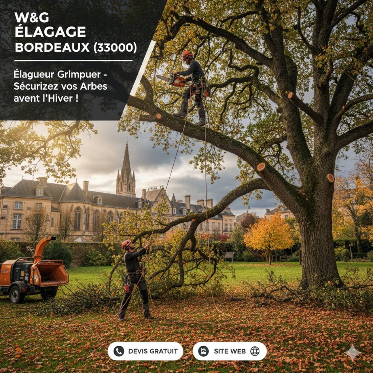 Élagueur Grimpeur à Bordeaux (33000) - Sécurisez vos Arbres avant l'Hiver !